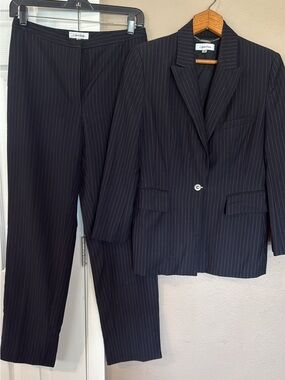 Calvin Klein Black Pinstripe Pencil Skirt